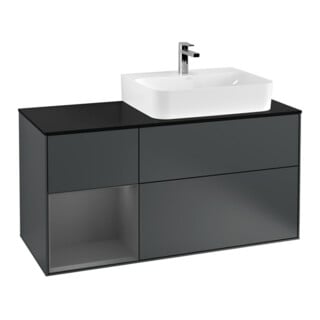 V&B Meuble sous lavabo Finion 120 cm, éclairage mural, blanc mat, laqué