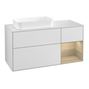 V&B Meuble sous lavabo Finion 120 cm, éclairage mural, blanc mat laqué