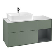 V&B Meuble sous lavabo Finion 120 cm, éclairage mural, blanc mat, laqué