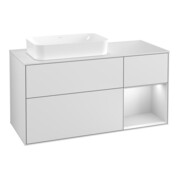 V&B Meuble sous lavabo Finion 120 cm, éclairage mural, blanc mat laqué
