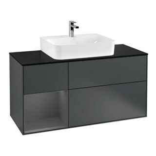 V&B Meuble sous-lavabo Finion 120 cm, éclairage mural, blanc mat, laqué