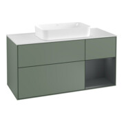 V&B Meuble sous lavabo Finion 120 cm, éclairage mural, blanc mat, laqué
