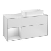 V&B Meuble sous lavabo Finion 120 cm, éclairage mural, blanc mat laqué