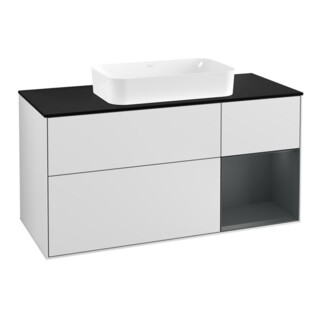 V&B Meuble sous lavabo Finion 120 cm, éclairage mural, blanc mat laqué