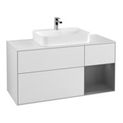 V&B Meuble sous-lavabo Finion 120 cm, éclairage mural, blanc mat, laqué
