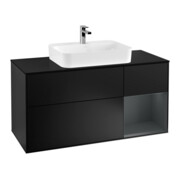 V&B Meuble sous lavabo Finion 120 cm, éclairage mural, blanc mat, laqué bleu