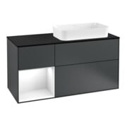 V&B Meuble sous lavabo Finion 120 cm, éclairage mural, blanc mat, laqué bleu mat-1