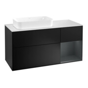 V&B Meuble sous lavabo Finion 120 cm, éclairage mural, blanc mat, laqué bleu mat