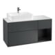 V&B Meuble sous-lavabo Finion 120 cm, éclairage mural, blanc mat, laqué bleu mat-1