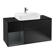 V&B Meuble sous lavabo Finion 120 cm, éclairage mural, blanc mat, laqué bleu mat