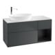 V&B Meuble sous-lavabo Finion 120 cm, éclairage mural, blanc mat, laqué brillant, mat bleu laqué-1