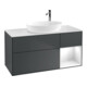 V&B Meuble sous-lavabo Finion 120 cm, éclairage mural, blanc mat, laqué gris, bleu moyen laqué-1