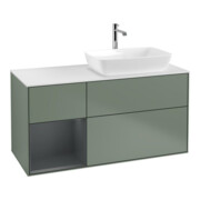 V&B Meuble sous lavabo Finion 120 cm, éclairage mural, blanc mat, laqué, huile laqué