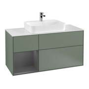 V&B Meuble sous lavabo Finion 120 cm, éclairage mural, blanc mat, laque oil mat