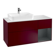 V&B Meuble sous lavabo Finion 120 cm, éclairage mural, blanc mat, laqué, poignée métal-1