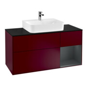 V&B Meuble sous lavabo Finion 120 cm, éclairage mural, blanc mat, laqué, poignée métal
