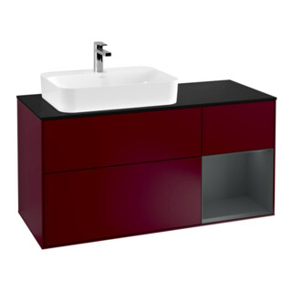 V&B Meuble sous lavabo Finion 120 cm, éclairage mural, blanc mat, laqué, poignée métal