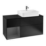 V&B Meuble sous-lavabo Finion 120 cm, éclairage mural, bleu laqué