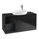 V&B Meuble sous-lavabo Finion 120 cm, éclairage mural, bleu mat, étagère médium mat laqué, bleu mat laqué-1