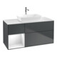 V&B Meuble sous lavabo Finion 120 cm, éclairage mural, laqué blanc mat, laqué gris clair, avec miroir-1