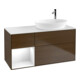 V&B Meuble sous lavabo Finion 120 cm, éclairage mural, laque blanche, noyer veneer-1