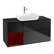 V&B Meuble sous-lavabo Finion 120 cm, éclairage mural, laqué bleu