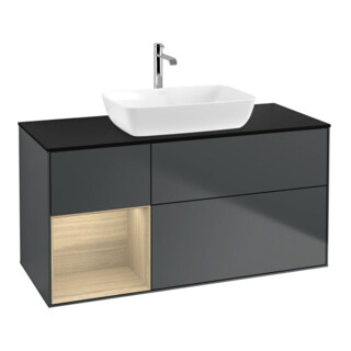 V&B Meuble sous lavabo Finion 120 cm, éclairage mural, Pl b m, Reg Oa ven, md bl. m Lac