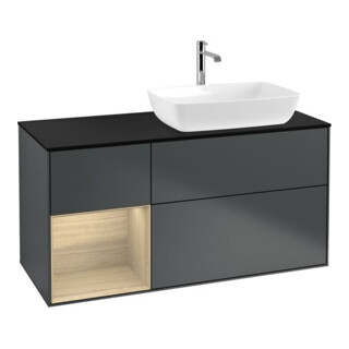 V&B Meuble sous lavabo Finion 120 cm, éclairage mural, Pl b m, Reg Oa ven, md bl. m Lac
