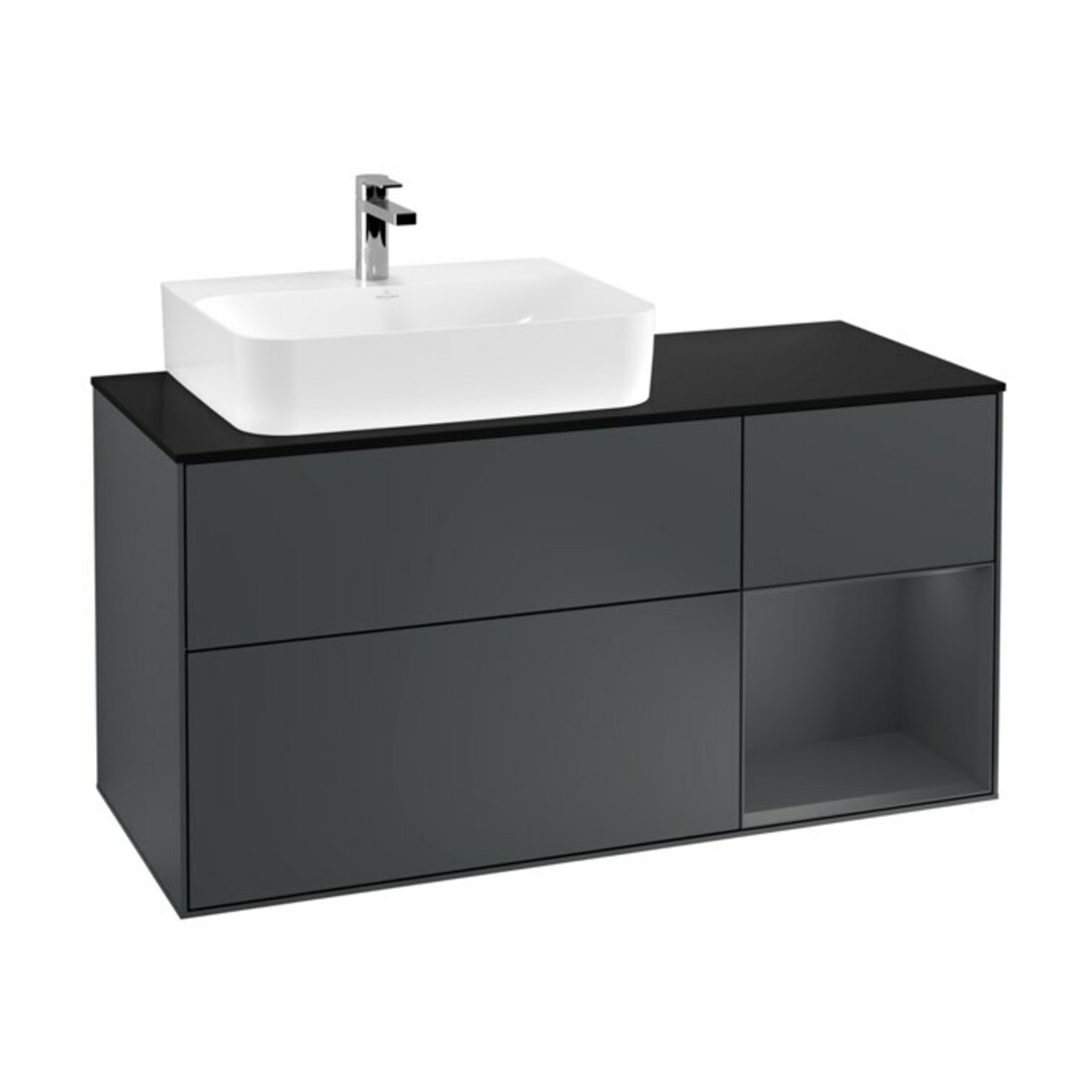 V&B Meuble sous-lavabo Finion 120 cm, éclairage mural, Pl b m, Rg l md b m La, md b m La
