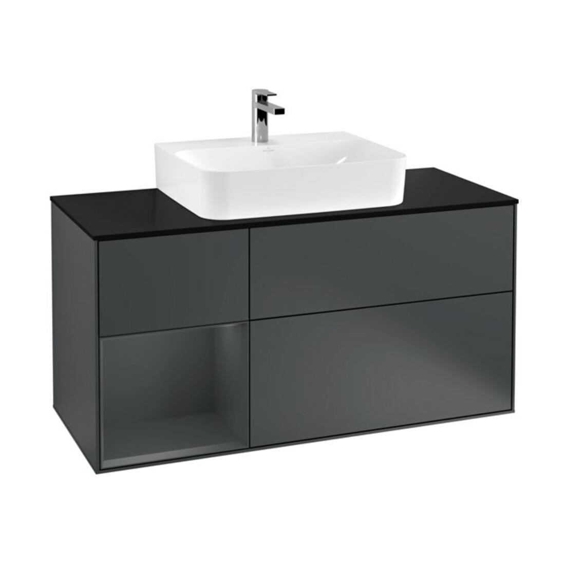 V&B Meuble sous lavabo Finion 120 cm, éclairage mural, Pl b m, Rg l md b m La, md b m La