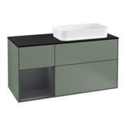 V&B Meuble sous lavabo Finion 120 cm, éclairage mural, Pl b m, Rg l md b m La, Ol m Lac
