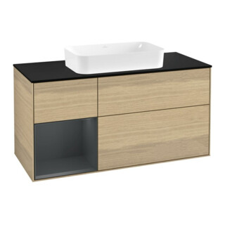 V&B Meuble sous lavabo Finion 120 cm, éclairage mural, Pl b m, Rg l md bl. m Lac, Oa ven