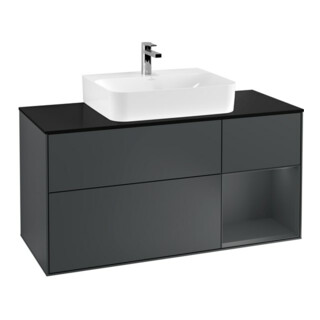 V&B Meuble sous lavabo Finion 120 cm, éclairage mural, Pl b m, Rg r md b m La, md b m La