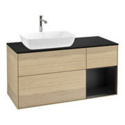 V&B Meuble sous lavabo Finion 120 cm, éclairage mural, Pl bleu m, Reg bleu m Lac, Oa ven