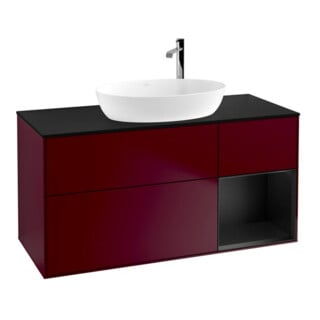 V&B Meuble sous lavabo Finion 120 cm, éclairage mural, Pl bleu m, Reg bleu m Lac, Peo m
