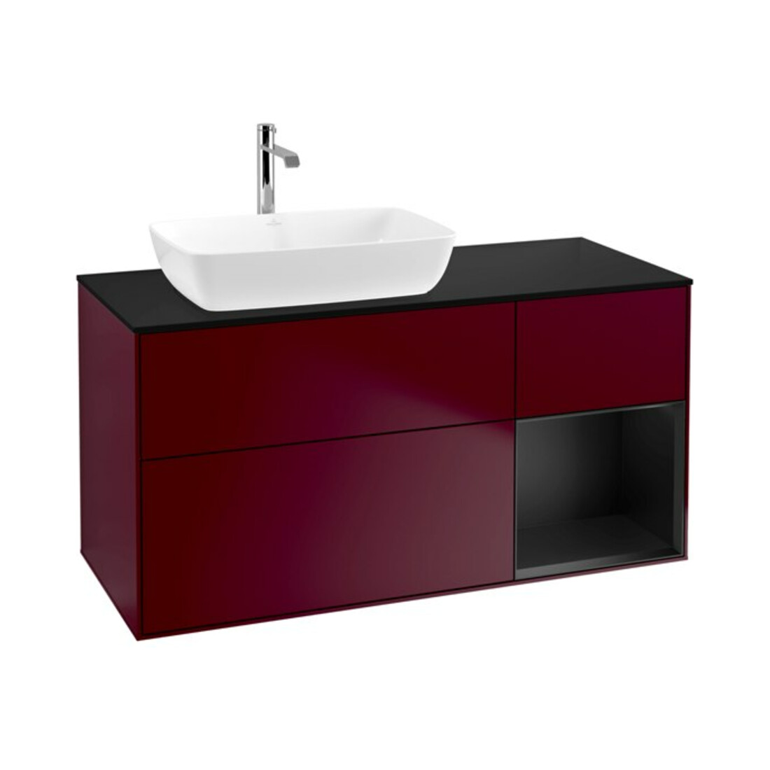V&B Meuble sous lavabo Finion 120 cm, éclairage mural, Pl bleu m, Reg bleu m Lac, Peo m