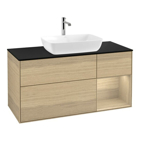 V&B Meuble sous lavabo Finion 120 cm, éclairage mural, Pl bleu m, Reg Oa ven, Oa ven