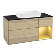 V&B Meuble sous lavabo Finion 120 cm, éclairage mural, Pl bleu m, Reg re gol m, Oa ven