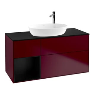 V&B Meuble sous lavabo Finion 120 cm, éclairage mural, Pl bleu mat, Reg bleu mat Lac, Peo mat