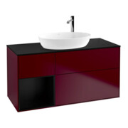 V&B Meuble sous lavabo Finion 120 cm, éclairage mural, Pl bleu mat, Reg bleu mat Lac, Peo mat