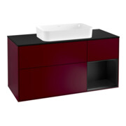 V&B Meuble sous lavabo Finion 120 cm, éclairage mural, Pl bleu mat, Reg re bleu mat Lac, Peo mat