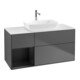V&B Meuble sous lavabo Finion 120 cm, éclairage mural, placage blanc, réglette bleue, anthracite m-1