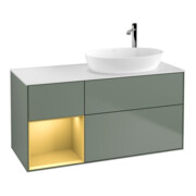 V&B Meuble sous lavabo Finion 120 cm, éclairage mural, placage bois avec laque, or régulier avec laque, huile avec laque-1