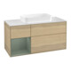 V&B Meuble sous lavabo Finion 120 cm, éclairage mural, placage bois, gauche, huilé, mat, laqué, ouvert-1