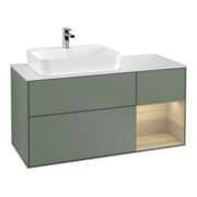 V&B Meuble sous-lavabo Finion 120 cm, éclairage mural, placage bois, laqué