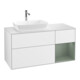 V&B Meuble sous lavabo Finion 120 cm, éclairage mural, placage bois, laqué blanc brillant-1