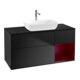 V&B Meuble sous lavabo Finion 120 cm, éclairage mural, placage bois laqué bleu-1