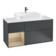 V&B Meuble sous lavabo Finion 120 cm, éclairage mural, placage bois, laqué bleu-1