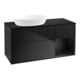 V&B Meuble sous lavabo Finion 120 cm, éclairage mural, placage bois, laque bleue-1