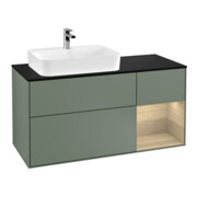 V&B Meuble sous lavabo Finion 120 cm, éclairage mural, placage bois, laque huile